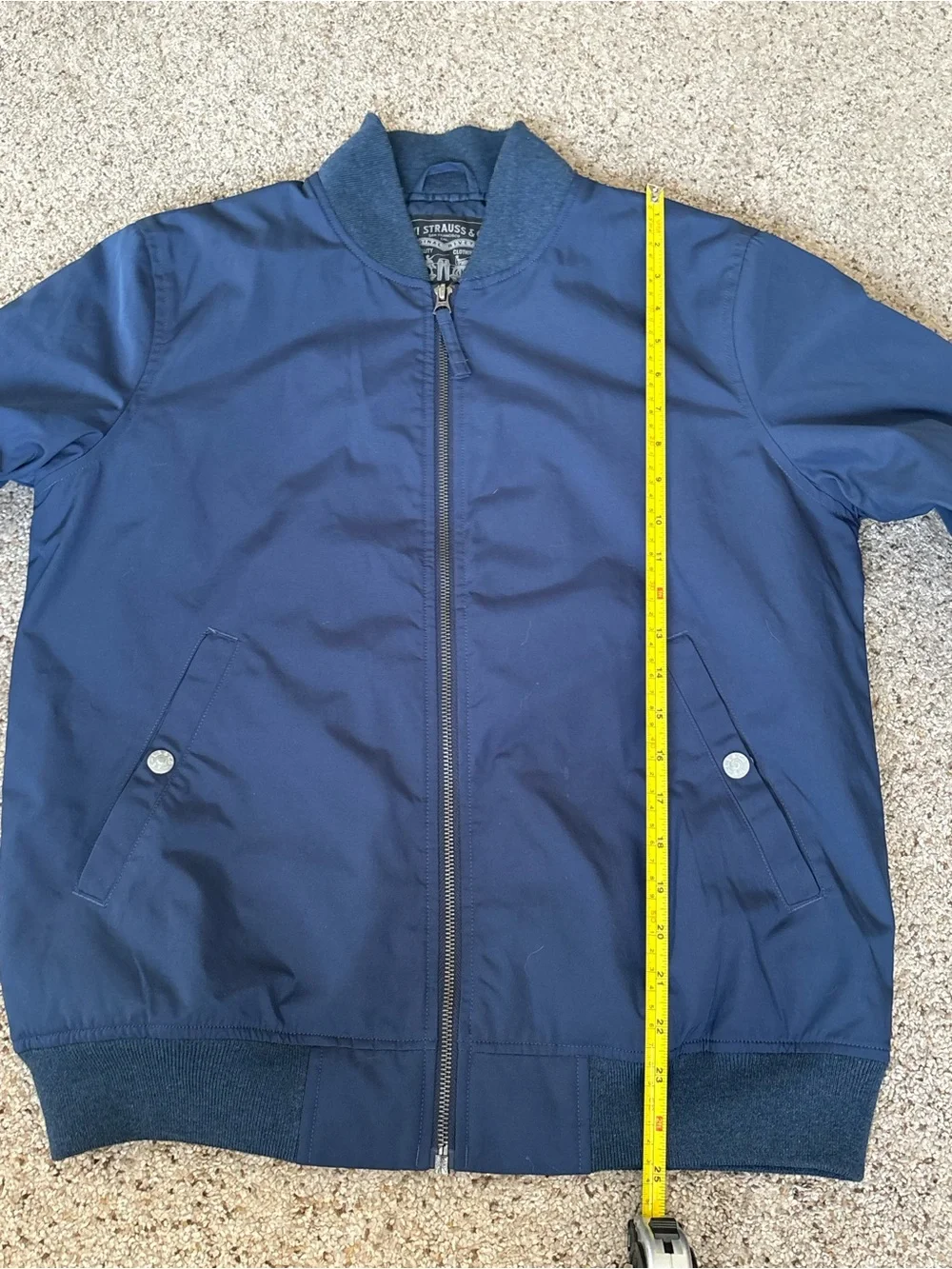 Men's Levi Navy Bomber Jacket Thermal Insulation Size Small